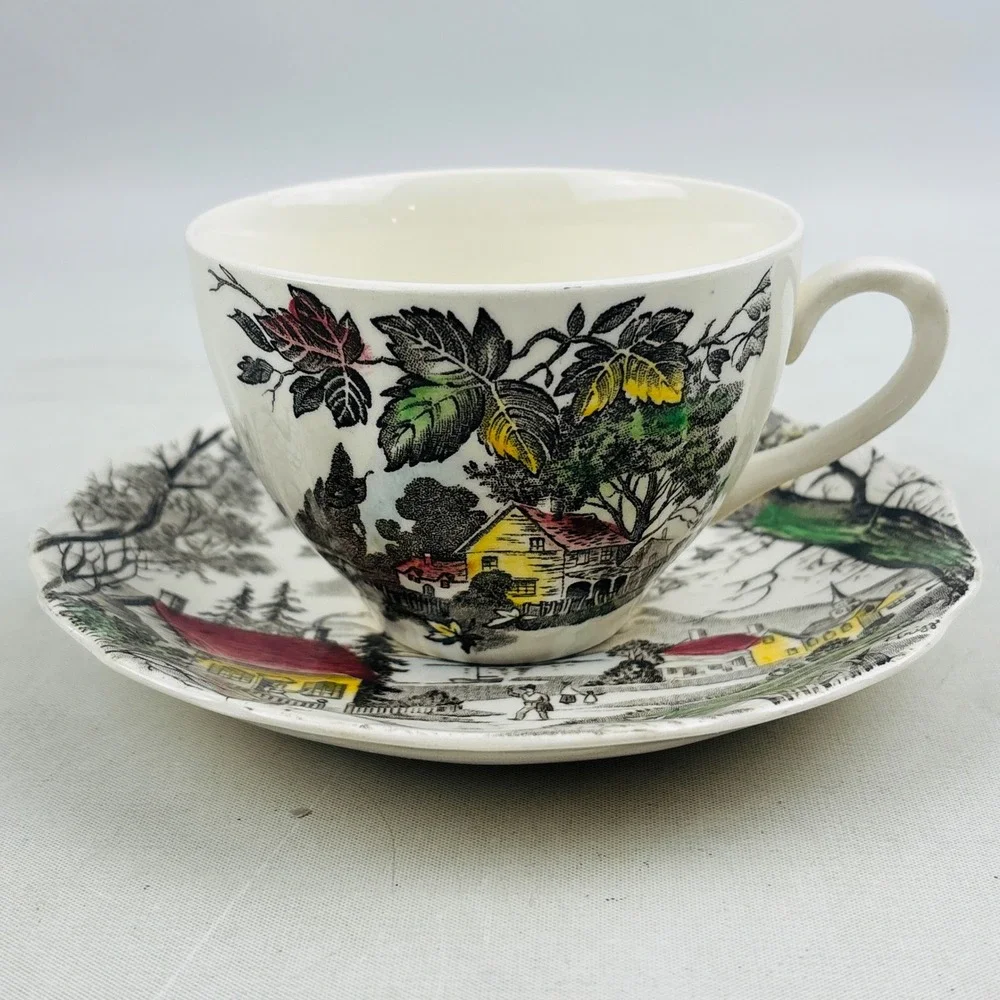 J&G Meakin Welcome Home Cup & Saucer Set of 5 England English Staffordshire